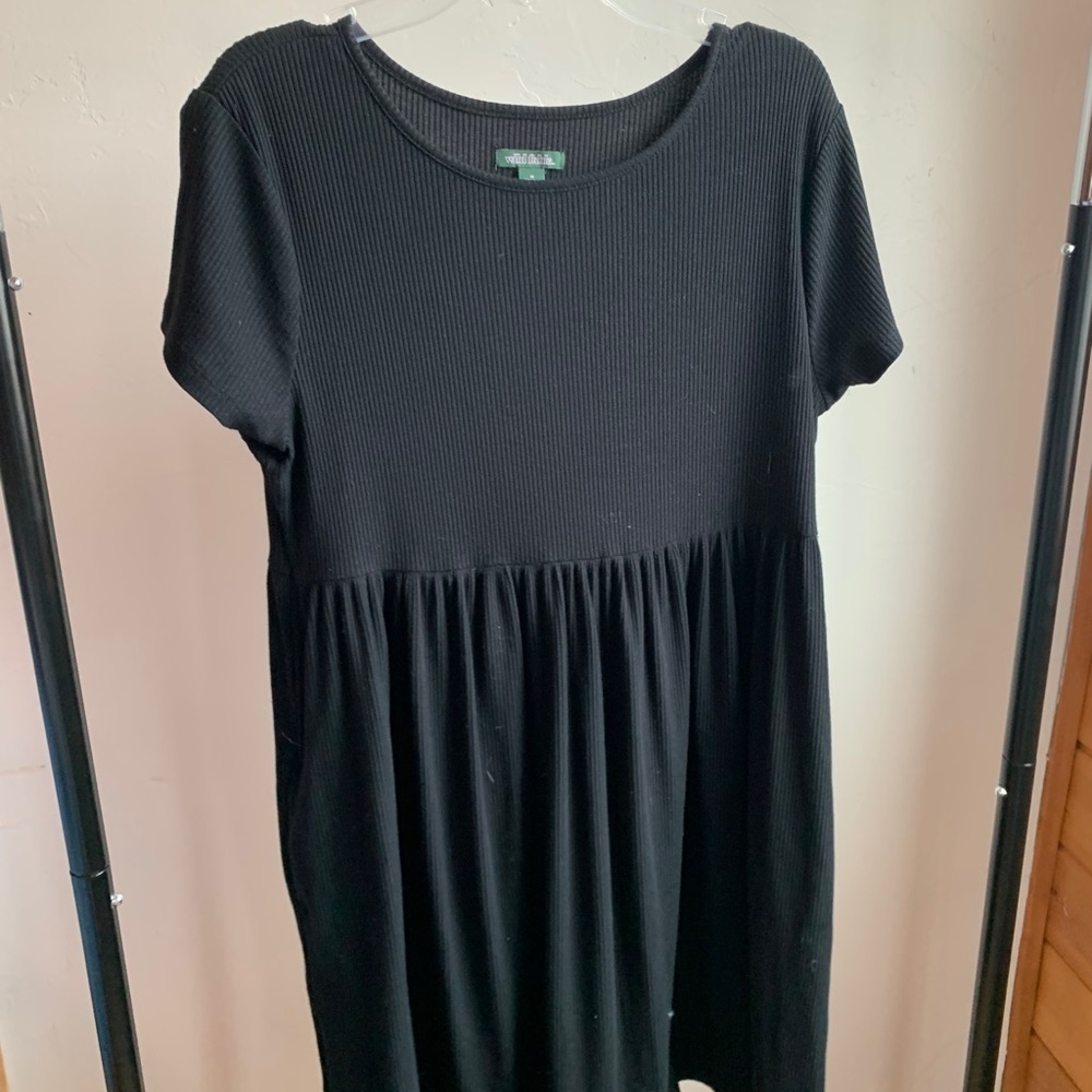 Casual Ribbed Black Dress